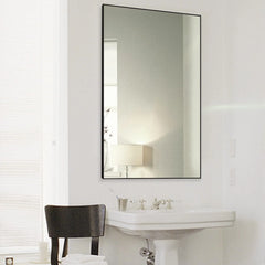 H - A Black&Gold Framed Rectangle Bathroom Mirrors for Wall, Wall Mounted Vintage Mirror Vertical or Horizontal Hanging for Living Room, Bedroom (40''X24''Vintage)