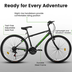 Aukfa 26" Mountain Bike for Men and Women, 21 - Speed High - Performance All - Terrain Bicycle with Dual V - Brakes, Green