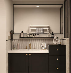 H - A Black&Gold Framed Rectangle Bathroom Mirrors for Wall, Wall Mounted Vintage Mirror Vertical or Horizontal Hanging for Living Room, Bedroom (40''X24''Vintage)