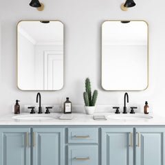 Weeksville Modern & Contemporary Bathroom / Vanity Mirror Orren Ellis Finish: Gold, Size: 40" x 30"