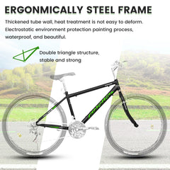 Aukfa 26" Mountain Bike for Men and Women, 21 - Speed High - Performance All - Terrain Bicycle with Dual V - Brakes, Green
