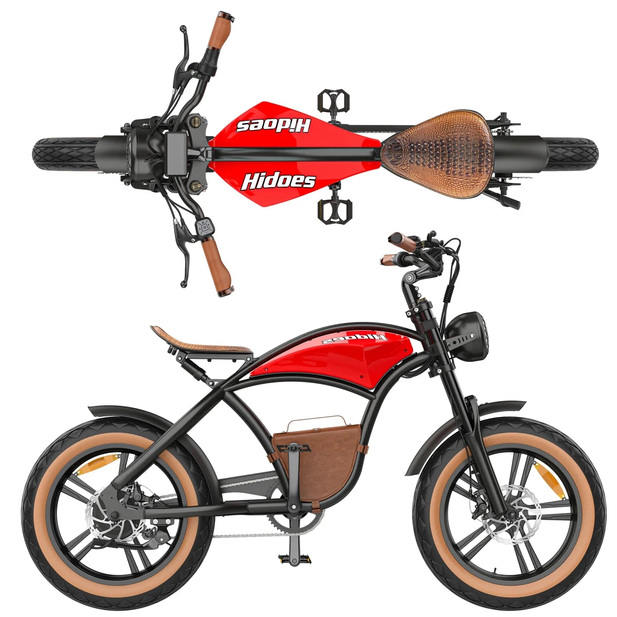 Hidoes B10 Electric Mountain Bike for Men/Woman 1000W Adult Electric Bicycle 20" Fat Tire Off Road E - Bike with Removable Battery up to 28 Mph, Free Shipping, Red