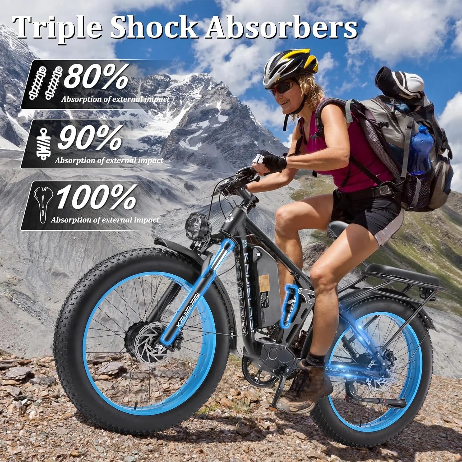 KAIJIELAISI Electric Bike for Adults, AWD Ebikes Dual Motor Peak 6000W, 26'' Fat Tire Bikes with 52V 26AH Battery Hydraulic Brake electric Bicycle, 7 Speed Mountain Ebike UL 2849