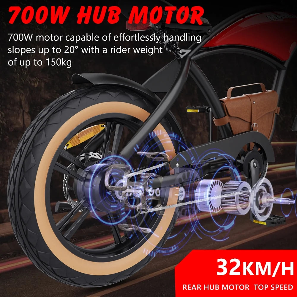 Hidoes B10 Electric Mountain Bike for Men/Woman 1000W Adult Electric Bicycle 20" Fat Tire Off Road E - Bike with Removable Battery up to 28 Mph, Free Shipping, Red
