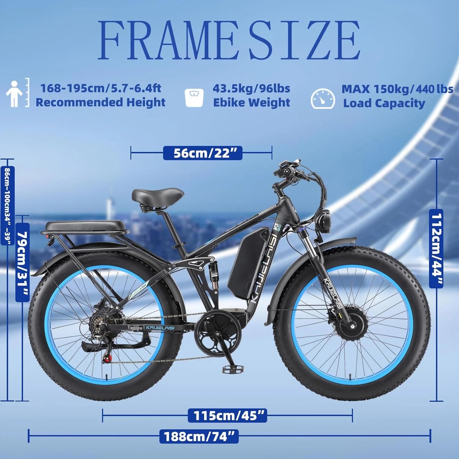 KAIJIELAISI Electric Bike for Adults, AWD Ebikes Dual Motor Peak 6000W, 26'' Fat Tire Bikes with 52V 26AH Battery Hydraulic Brake electric Bicycle, 7 Speed Mountain Ebike UL 2849